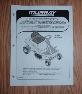 MURRAY 309007X8B RIDING MOWER OWNERS MANUAL WITH ILLUSTRATED PARTS 
