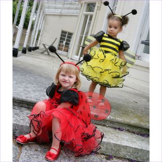 Girls Ladybird Fairy Wings & Antennae Party Fancy Dress Costume Age 2 