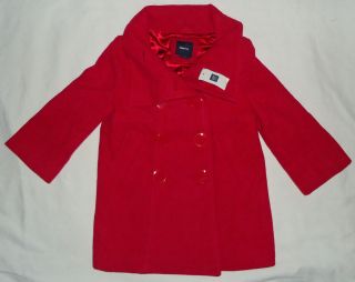 Gap Kids NWT Girls Pink Red Double Breasted Wool Roman Pea Coat XS 4 5 