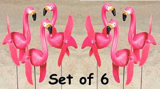 Pink Flamingos Twirling spinning lawn ornament art YARD STAKES