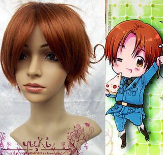Axis Powers Hetalia APH ITALY Short Light Brown Cosplay Wig + Free 