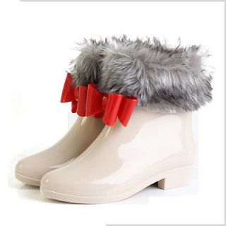 Fashion Galoshes lady womens boots keep warm Rain boots Vara bow ankle 