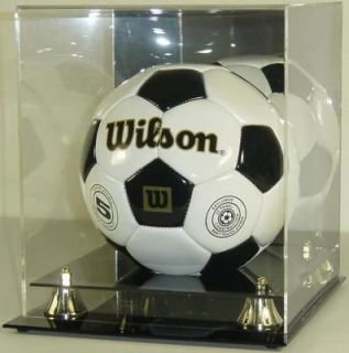 NEW DELUXE BLACK ACRYLIC SOCCER BALL DISPLAY CASE