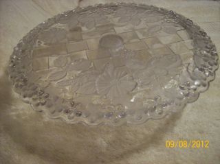 Fifth Avenue Clear & Frosted Flowered Pedestal Glass Cake Plate