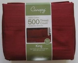 Canopy 500 Thread Count King Sheet Set 2x Pillow Cases Red Sateen 