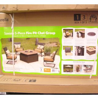   Savona 5 Piece Fire Pit Set (3 Boxes) 42 Square Table 4 Chairs