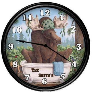 Personalized Country Decor Moose Cabin Wall Clock Gift