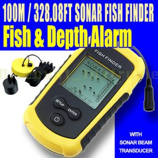 Portable Sonar LCD Fish Finder Alarm Sea Contour Ice 100M Ft Detect 