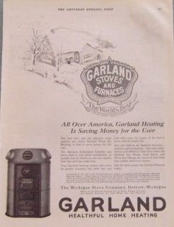 1922 MICHIGAN STOVE COMPANY GARLAND STOVES & FURNACES AD   Detroit MI