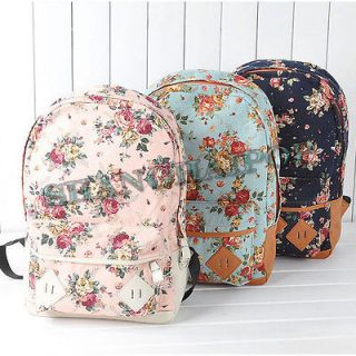 Floral Canvas Backpack Rucksack Boho Ethnic School Bag Handbag Cute 