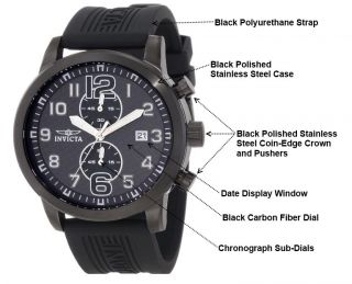   Carbon Fiber Dial Black Polyurethane Watch Watches 