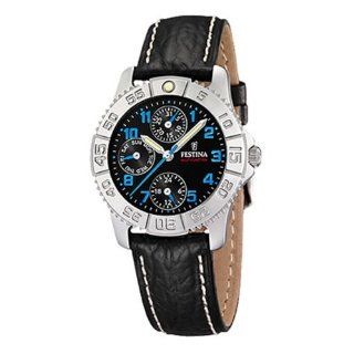 Festina Unisex F16451/2 Black Leather Quartz Watch with Black Dial 