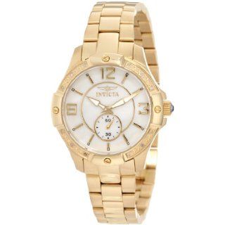 Invicta Womens 0264 II Diamond Accented Mother Of Pearl 18k Gold Ion 