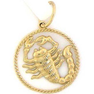14k Solid Yellow Gold Scorpio Zodiac Charm Pendant Jewelry  
