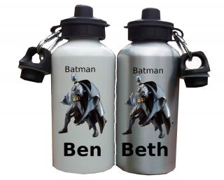 Batman water bottle personalised FREE kids school football cycling