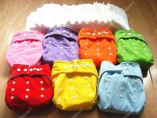 Lot 7 Pcs One Size Adjustable Baby Washable Cloth Diapers Cloth Nappy 