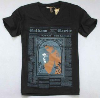 1112 NWT John Galliano newspaper Logo Mens Fashion T shirt Sz M XL 