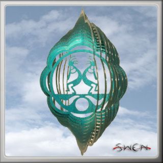 KOKOPELLI SOUTHWEST TEAL Swirly Metal Wind Spinner ~NEW