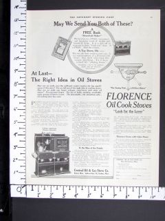 1914 CENTRAL OIL & GAS Florence Cook Stove magazine Ad kitchen range 