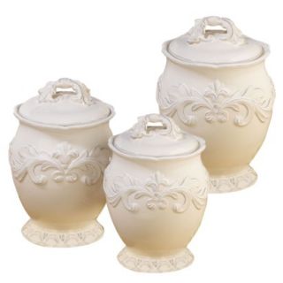 Firenze Decorative Canister Set of 3   Ivory product details page
