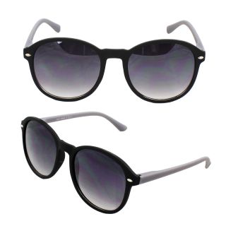    Retro Round Fashion Sunglasses P007 Black with Grey Frame 