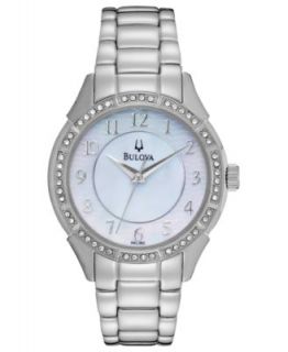 Bulova Watch, Womens Crystal Dress Stainless Steel Bracelet 27mm 