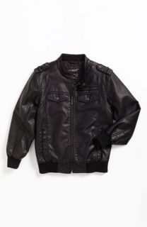 Black Rivet Faux Leather Motorcycle Jacket (Big Boys)  