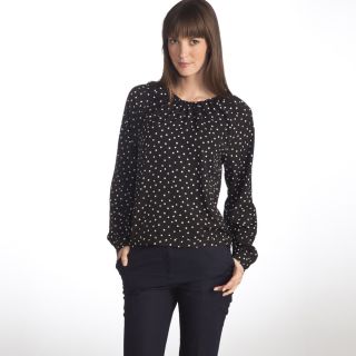 Blouse manches longues en crêpe à pois Laura Clement  La Redoute 