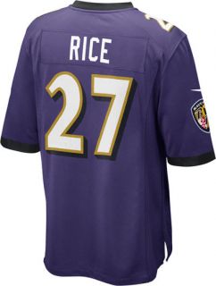 Ray Rice Jersey Home Purple Game Replica #27 Nike Baltimore Ravens 
