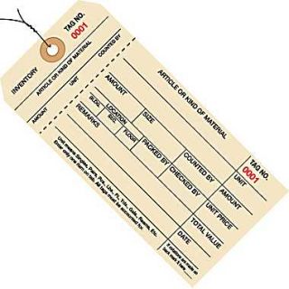 Staples Pre Wired 1 Part Stub Style #8 Inventory Tags, 6 1/4 x 3 1/8 