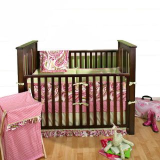 Pink & Lime Paisley Splash 4 Piece Crib Bedding Set