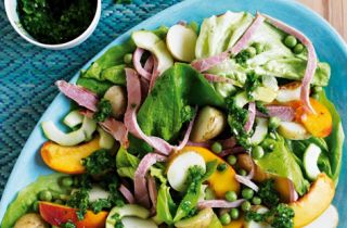 Ham salad with green pepper and coriander mojo