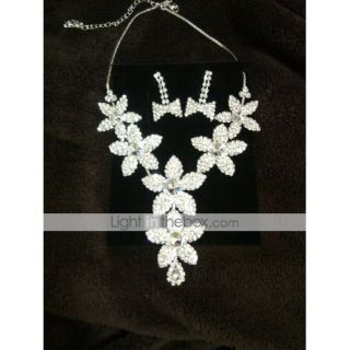 Gorgeous Alloy Rhinestone Wedding Bridal Necklace and Earrings Jewelry 
