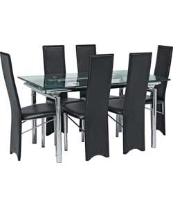 Buy Hygena Savannah Clear Glass Dining Table and 6 Clear Chairs at 