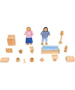 Buy Chad Valley Wooden Dolls House Furniture and Accessory Set at 