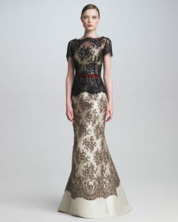 Colorblock Lace Gown   