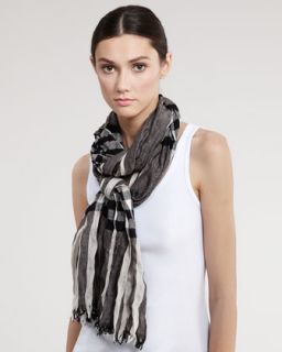 Crinkled Check Scarf, Trench   
