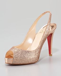 No Prive Glittered Slingback Red Sole Pump   