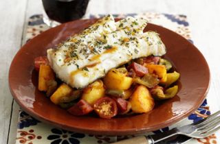 Cod with carrots, apple and coriander