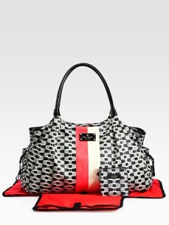 Soft, sleek nylon tote in a signature print with inner straps to 