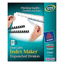 Avery Index Maker 30percent Recycled Clear Label Dividers With White 