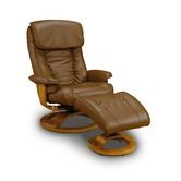 819 Series Leather Euro Recliner and Ottoman Set in Saddle