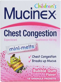 Mucinex Kids Chest Congestant Expectorant Mini Melts Bubble Gum    12 
