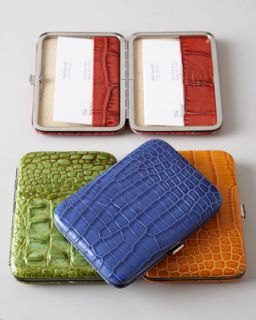 Crocodile Embossed Business Card Holder   The Horchow Collection