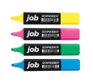 Stride Schneider Job Chisel Tip Highlighters, 4 Colored Highlighters