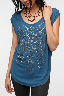 Ecote Embellished Front Blouse   Urban Outfitters