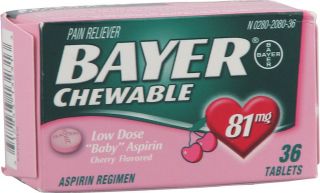 Bayer Chewable Low Dose Baby Aspirin Cherry    81 mg   36 Tablets 