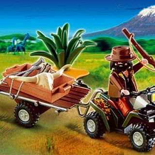 Playmobil  African Wildlife Poacher With Quad Bike And Trailer 4834 