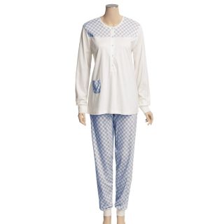 Calida Happy Day Cuffed Pajamas   Swiss Cotton, Long Sleeve (For Women 