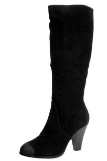 Serena Black Suedette Knee High Boot at boohoo